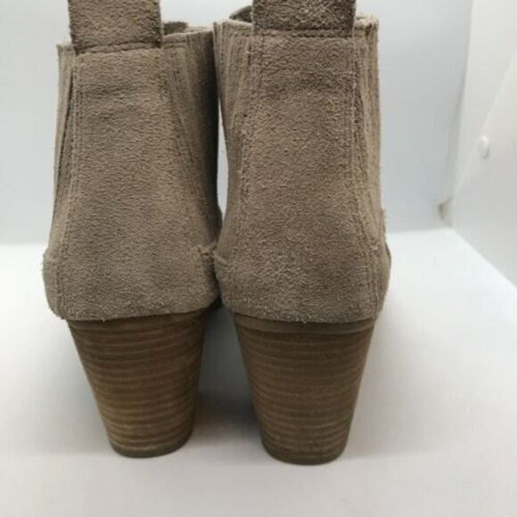 Dolce Vita Womens Size 11 Suede Pull On Ankle Boots Taupe/Tan/Khaki Stacked Heel - Picture 6 of 12